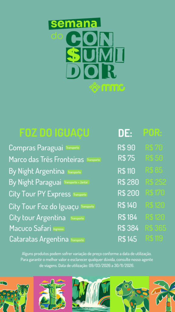 Semana do Consumidor da MMC Turismo: ofertas em passeios incríveis com transporte incluso
